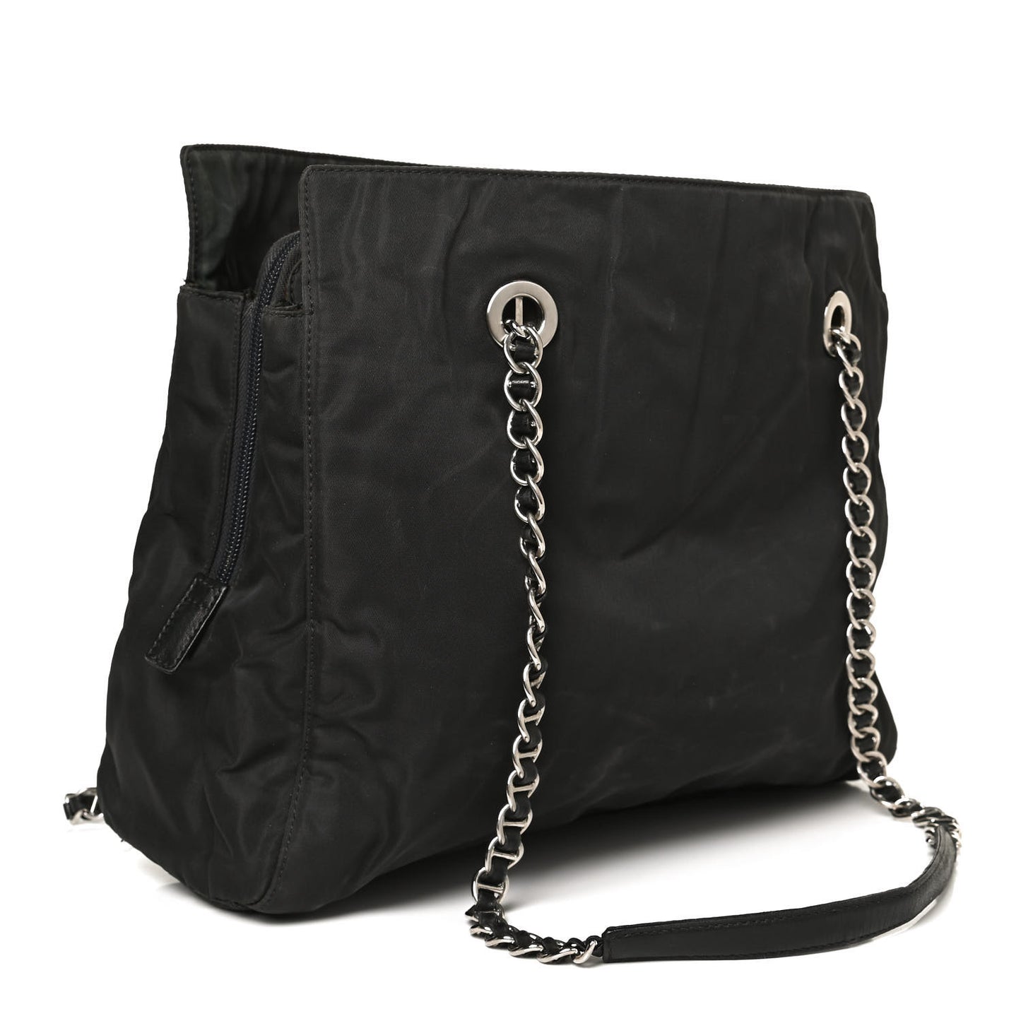Tessuto Nylon Chain Shoulder Bag Black