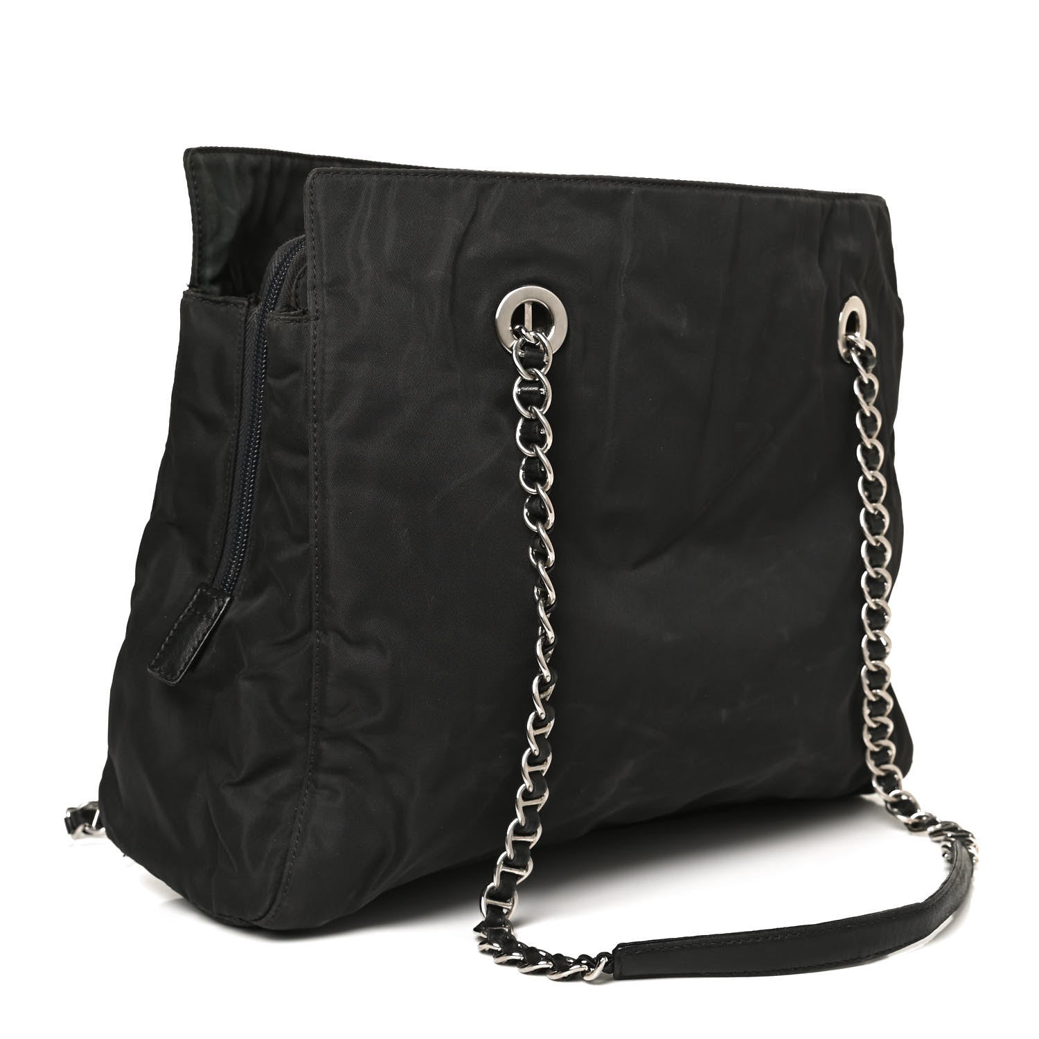 Prada Tessuto Nylon Chain Shoulder Bag Black 2 of 9