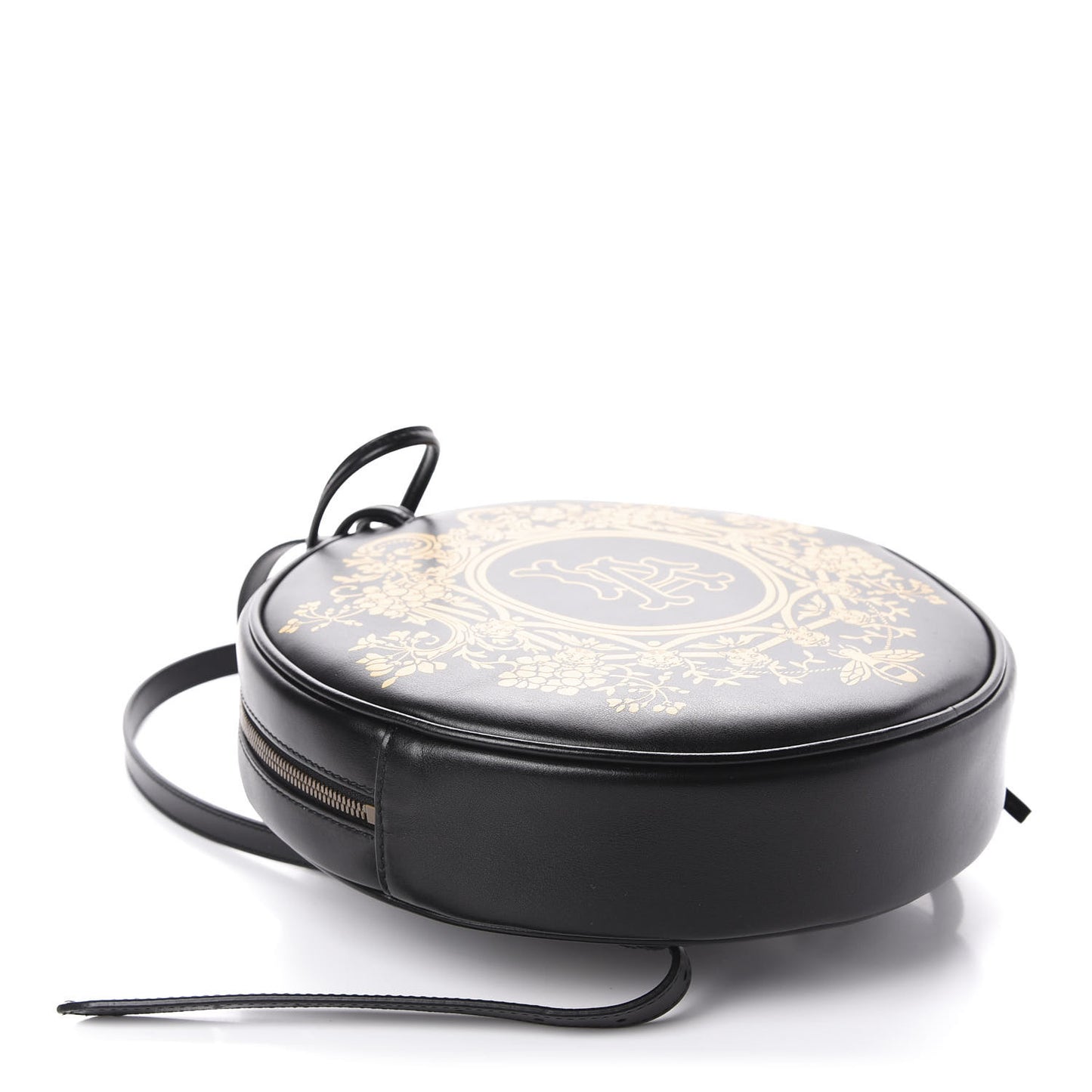 Calfskin LA Round Backpack Black Gold