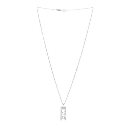 Tiffany 18K White Gold Diamond Atlas Bar Pendant Necklace 2 of 3