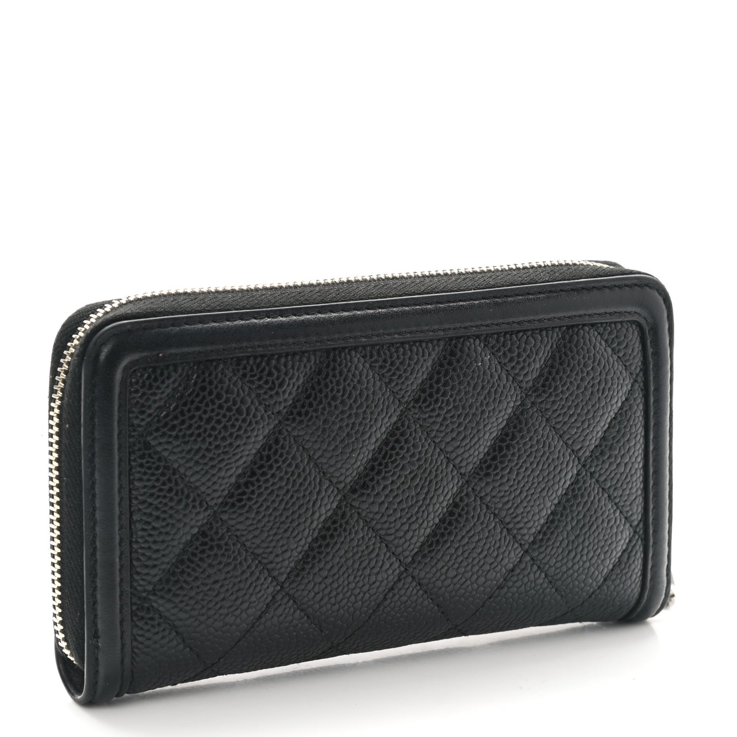 Caviar Quilted Medium Filigree Zip Around Wallet Black