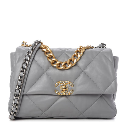Chanel Goatskin Quilted Large Chanel 19 Flap Grey 1 of 11