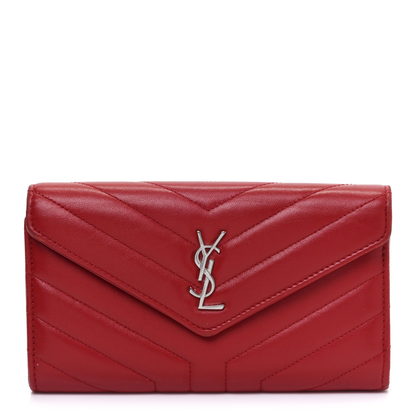 Lambskin Y Quilt Monogram Large Loulou Flap Wallet Rouge Eros