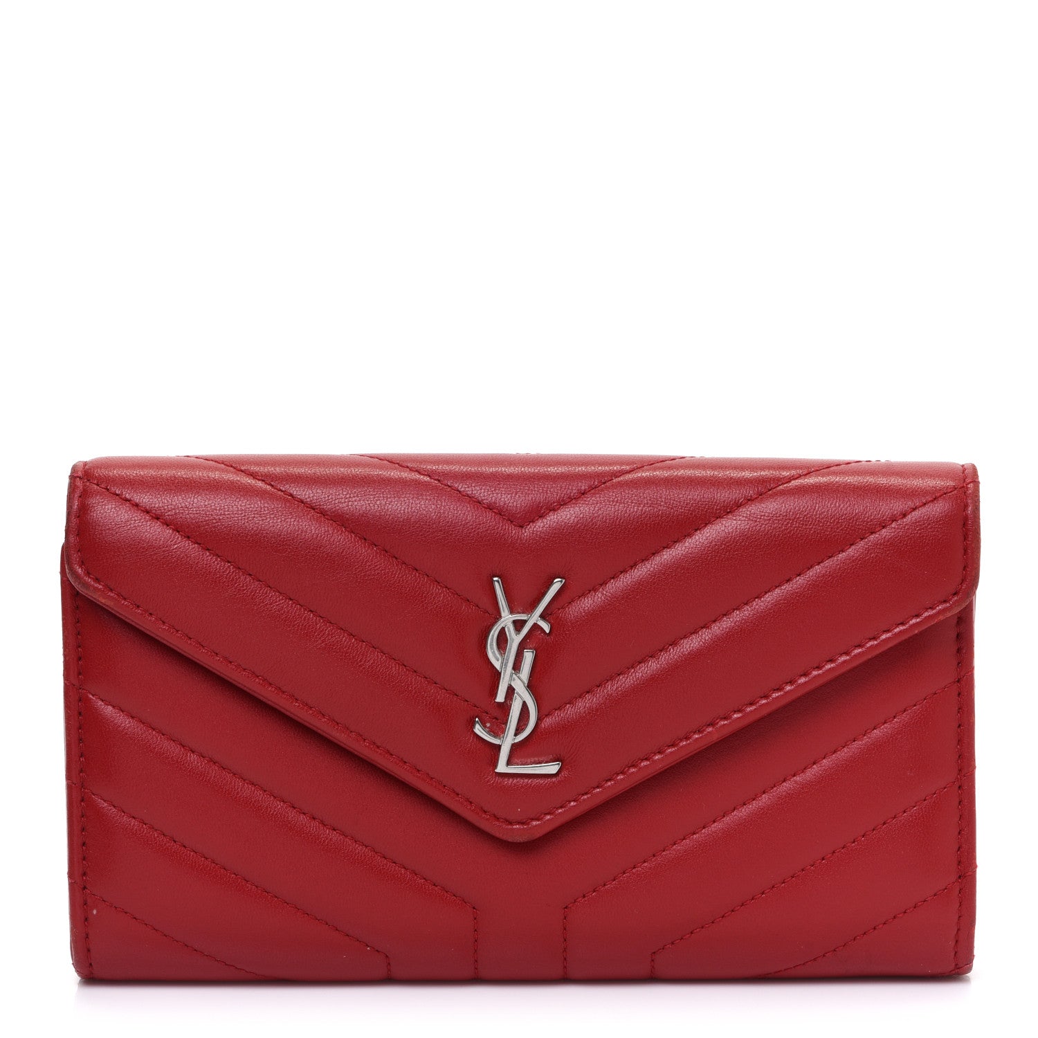 Saint Laurent Lambskin Y Quilt Monogram Large Loulou Flap Wallet Rouge Eros 1 of 13