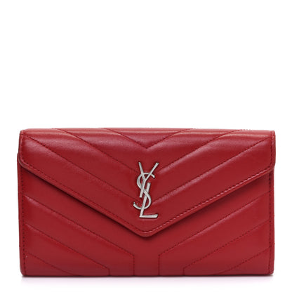 Saint Laurent Lambskin Y Quilt Monogram Large Loulou Flap Wallet Rouge Eros 1 of 13