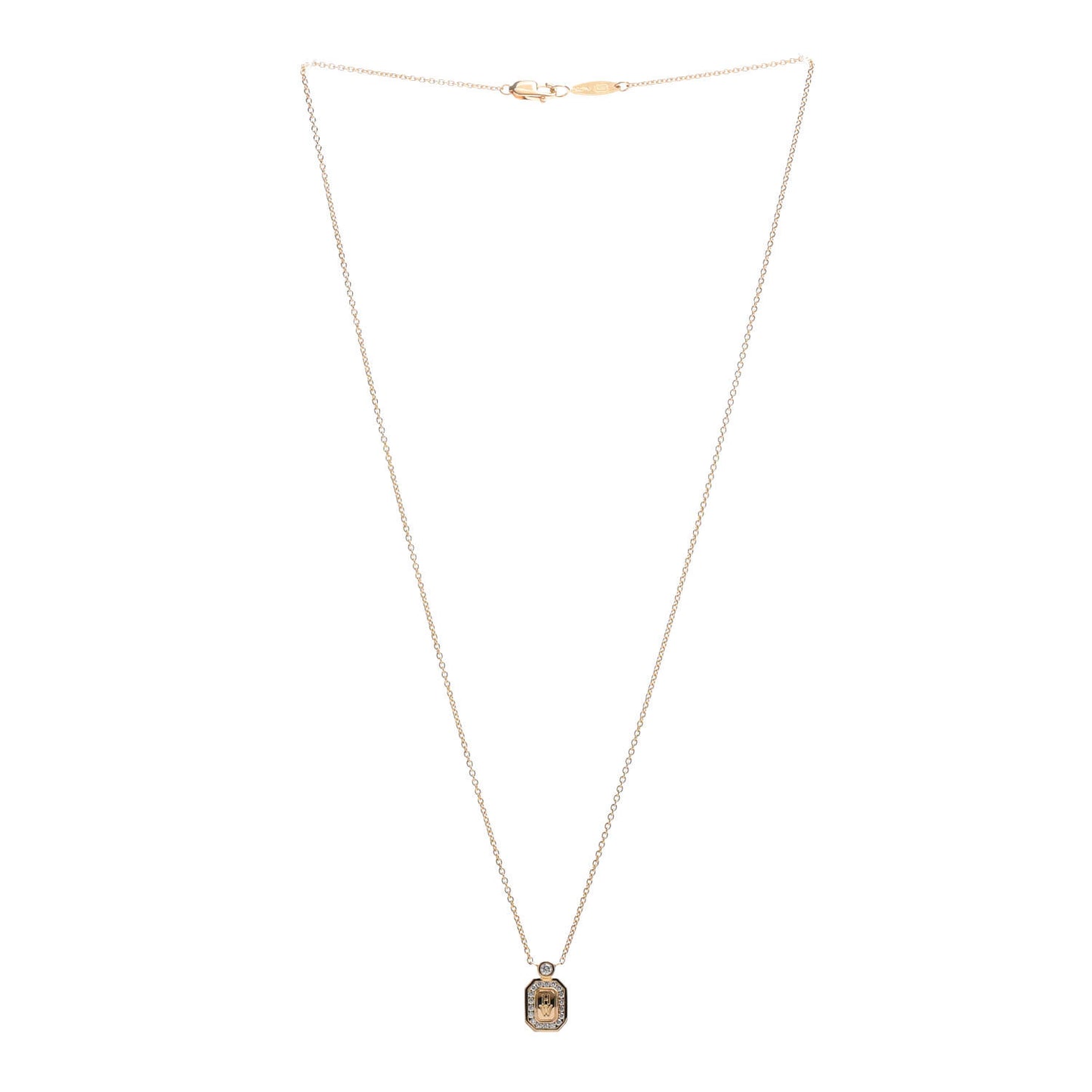 18K Yellow Gold Diamond HW Logo Pendant Necklace