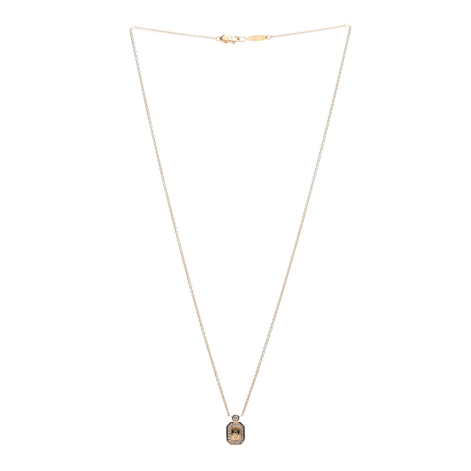 Harry Winston 18K Yellow Gold Diamond HW Logo Pendant Necklace 2 of 4