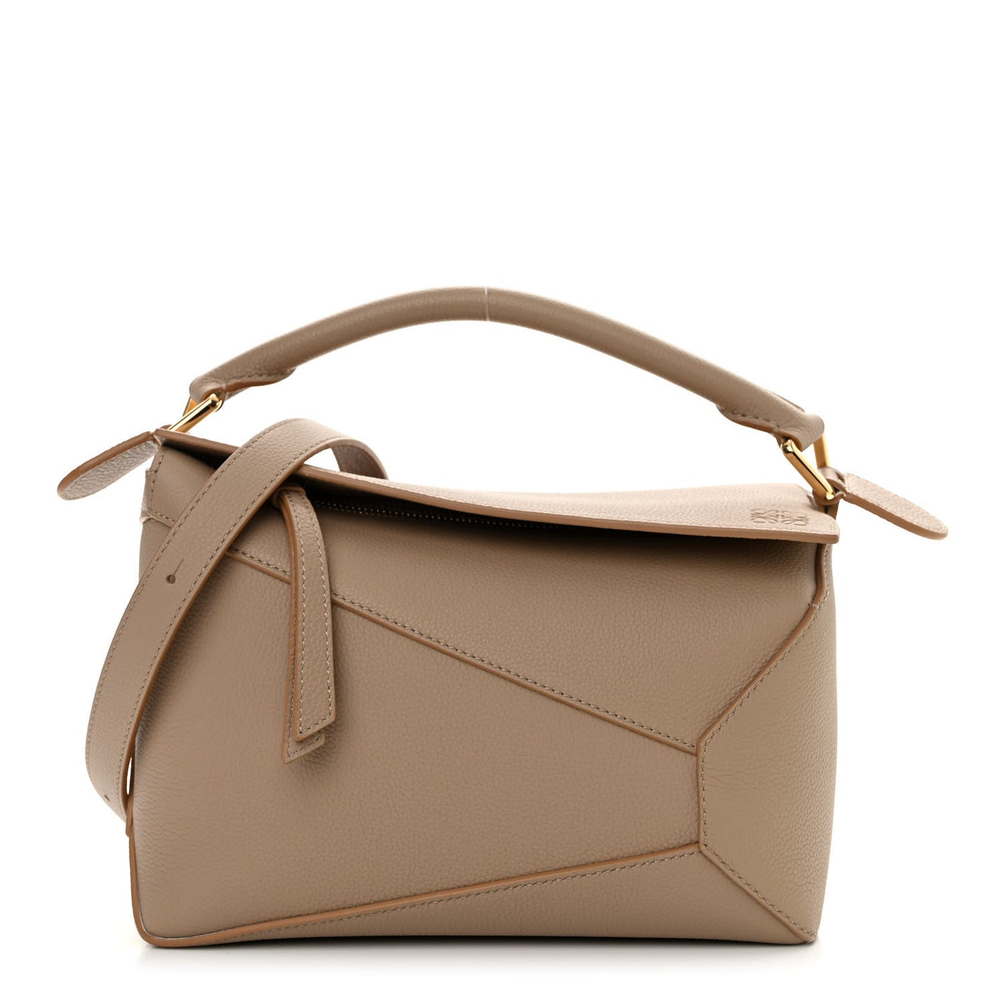 Grained Calfskin Small Puzzle Edge Bag Sand