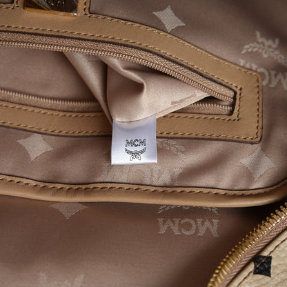 MCM Visetos Medium Studded Stark Backpack Beige 7 of 14