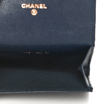 Chanel Caviar Quilted Flap Card Holder Wallet Navy Blue 5 of 12