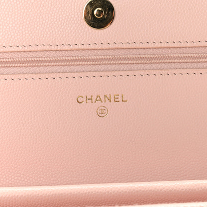 Chanel Caviar Quilted Crystal Enamel CC Wallet On Chain WOC Light Pink 6 of 15
