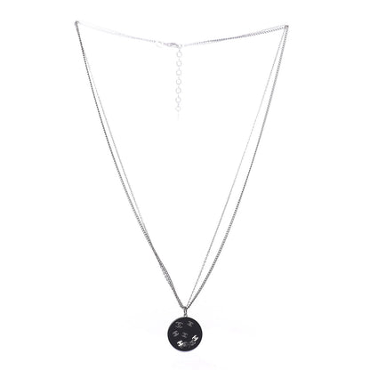 Chanel Resin CC Necklace Black Silver 3 of 6