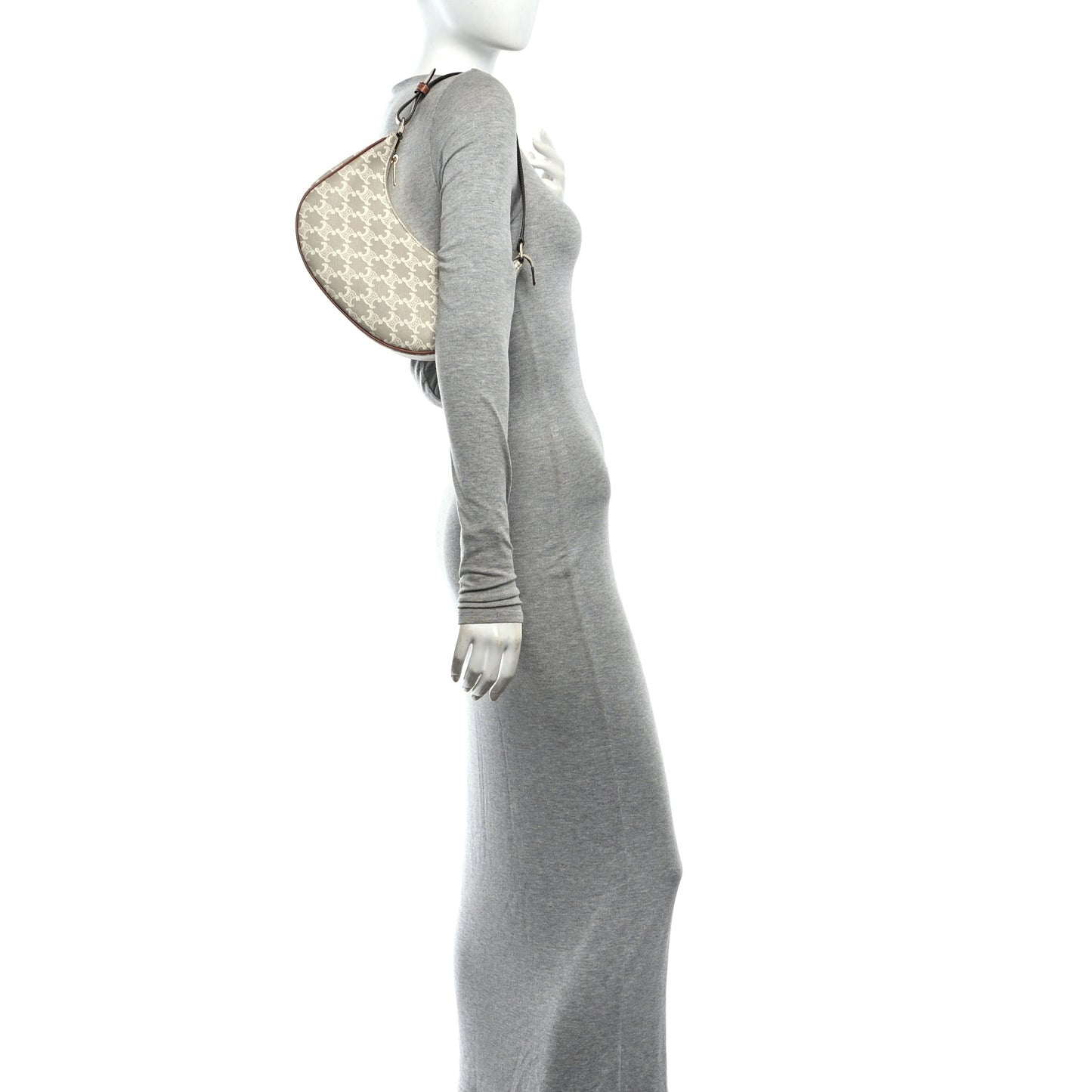 Canvas Calfskin Ava Triomphe Shoulder Bag Grege