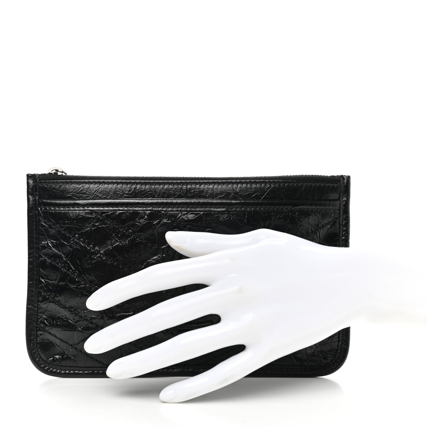 Crinkled Calfskin Matelasse Monogram Niki Bill Pouch Black