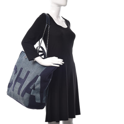 Chanel Canvas Large Shopping Tote Dark Blue 2 of 12