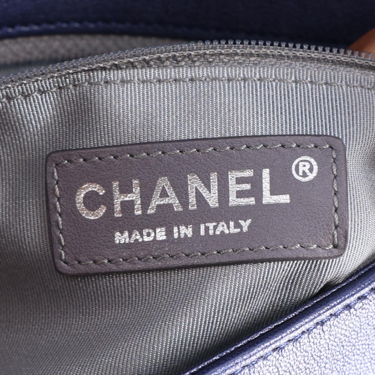 Chanel Metallic Sheepskin Chevron Quilted Medium Vintage Mademoiselle Flap Navy 6 of 10