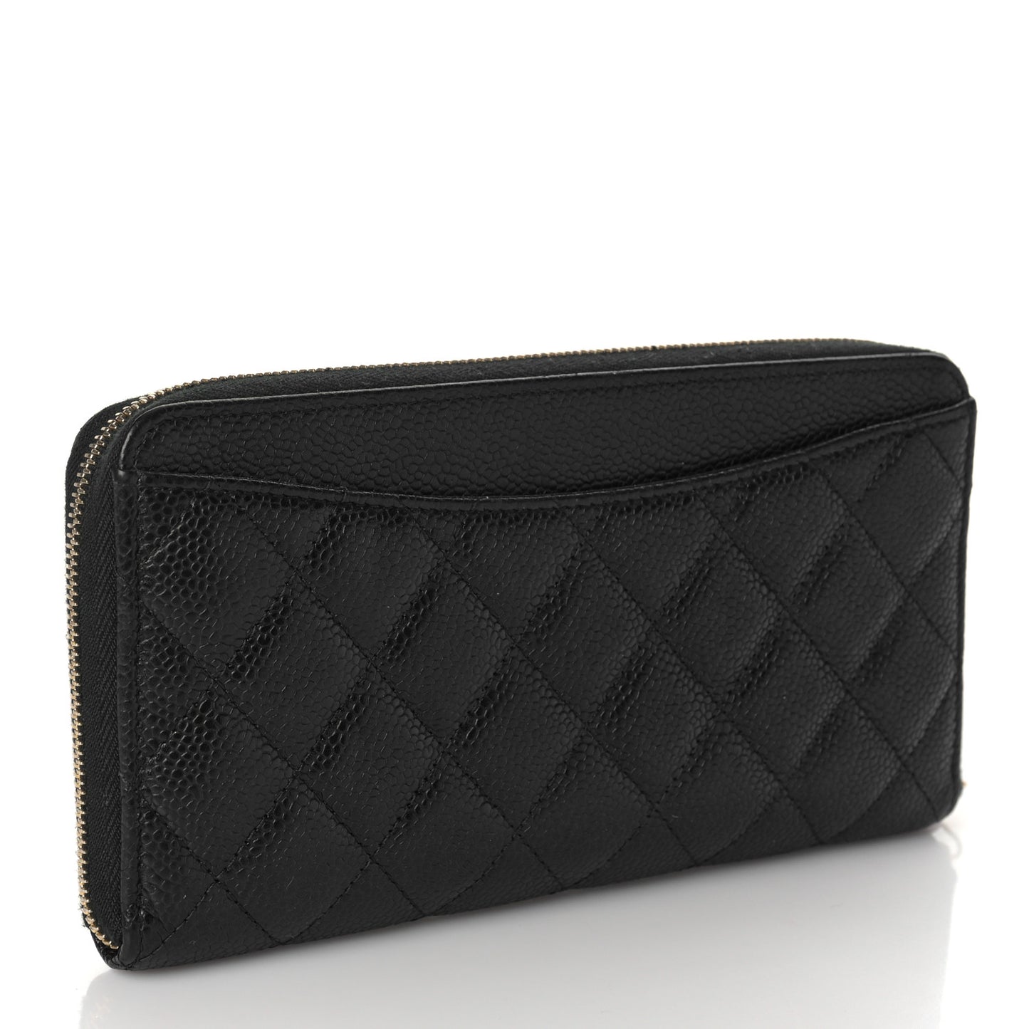 Caviar Quilted Large Gusset Zip Around Wallet Black