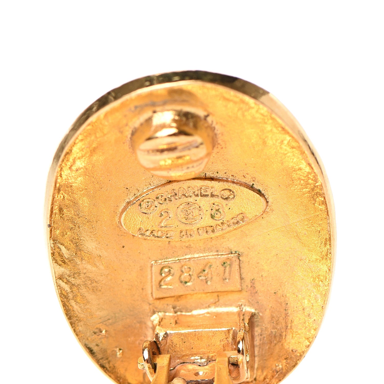 Chanel Oval CC Clip On Earrings Gold 4 of 4