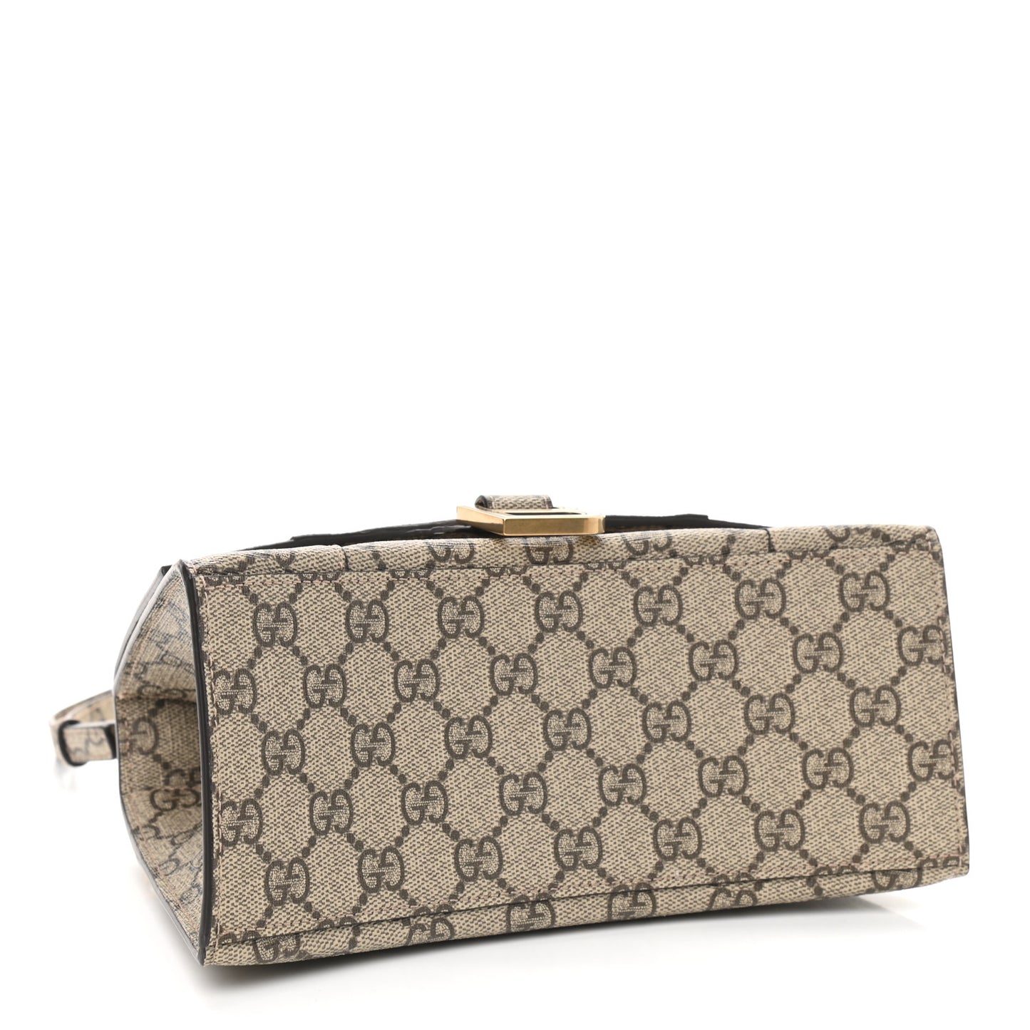 X GUCCI GG Supreme Monogram Small Hourglass Top Handle Bag Beige Ebony