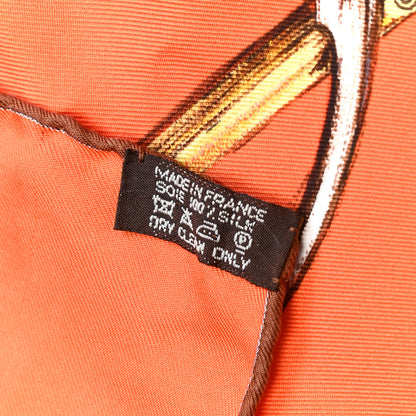 Hermes Silk A Propos de Bottes Pocket Square Orange 6 of 6