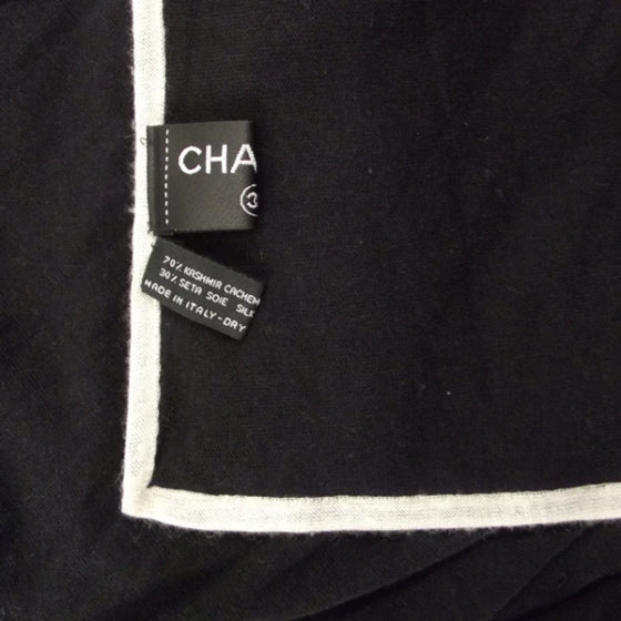 Chanel Cashmere Shawl Scarf Black 5 of 5