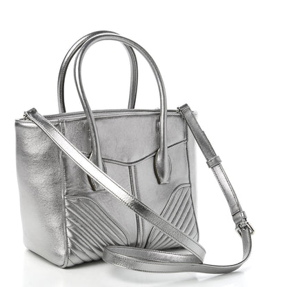 Miu Miu Metallic Nappa Matelasse Biker Tote Chromo 3 of 11