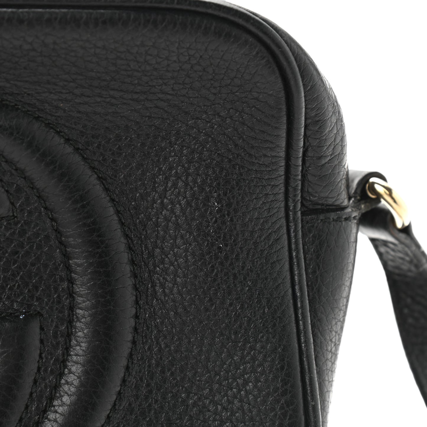 Pebbled Calfskin Small Soho Disco Bag Black