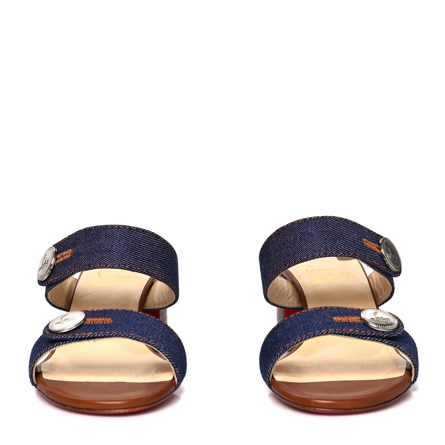 Christian Louboutin Denim Calfskin Sandenim Double Strap Sandal 36.5 Blue 2 of 7