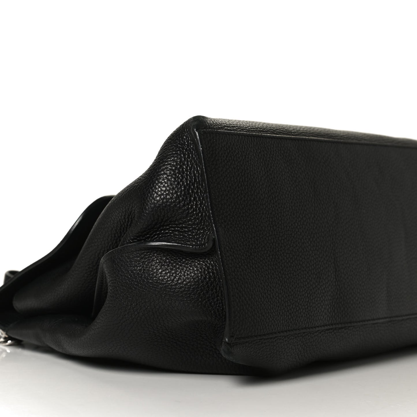 Pebbled Calfskin Large Bamboo Daily Top Handle Bag Black