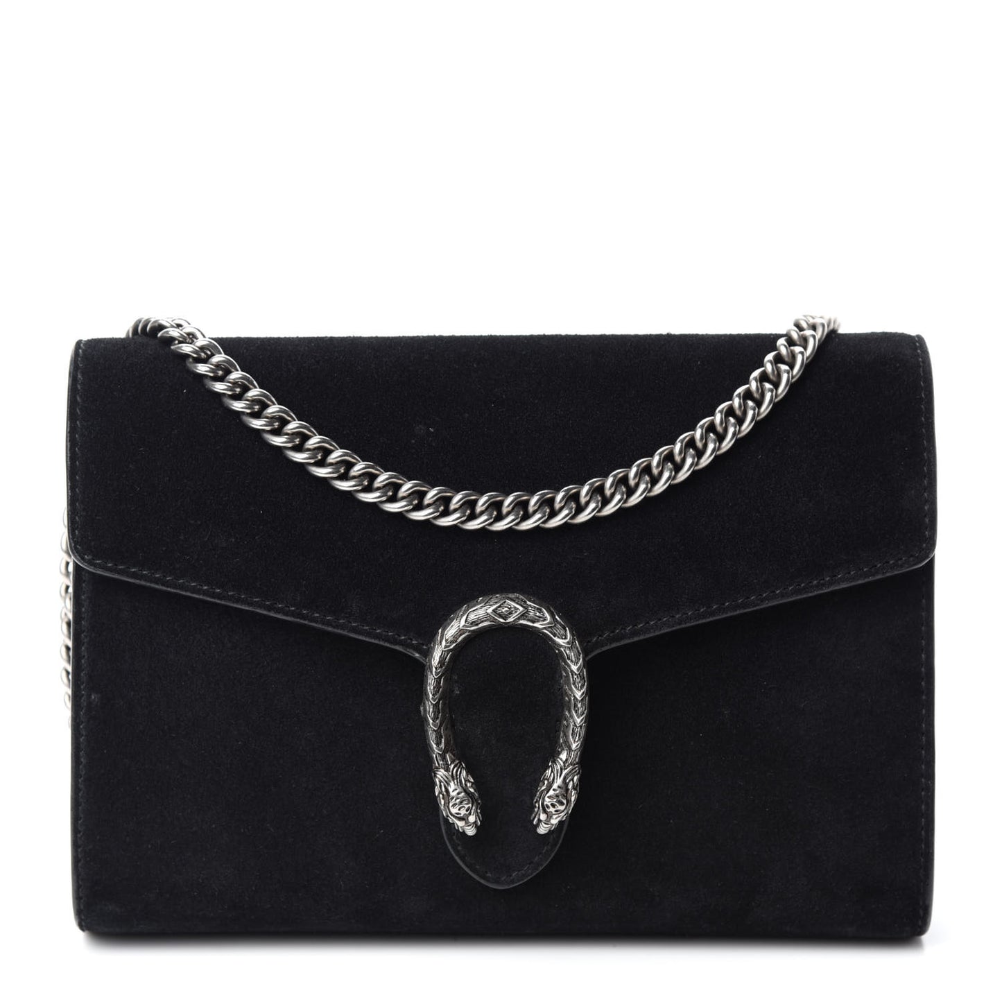 Suede Mini Dionysus Chain Wallet Black