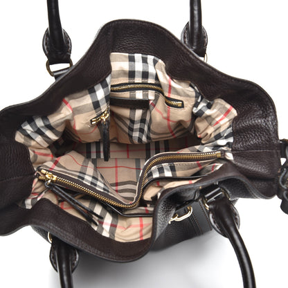 Burberry Grainy Calfskin Cinched Tote Dark Brown 6 of 14