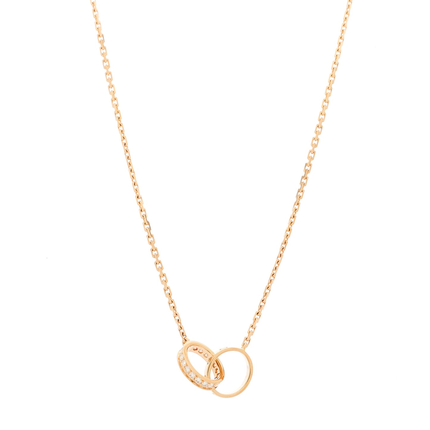 18K Pink Gold Diamond Interlocking LOVE Necklace