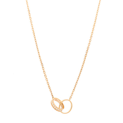 Cartier 18K Pink Gold Diamond Interlocking LOVE Necklace 1 of 8