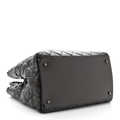 Chanel Metallic Aged Calfskin Quilted Small Chain Me Tote Dark Silver 4 of 11