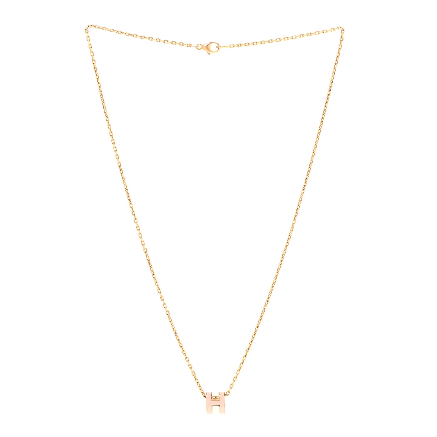 Lacquered Rose Gold Mini Pop H Pendant Necklace Rose Dragee