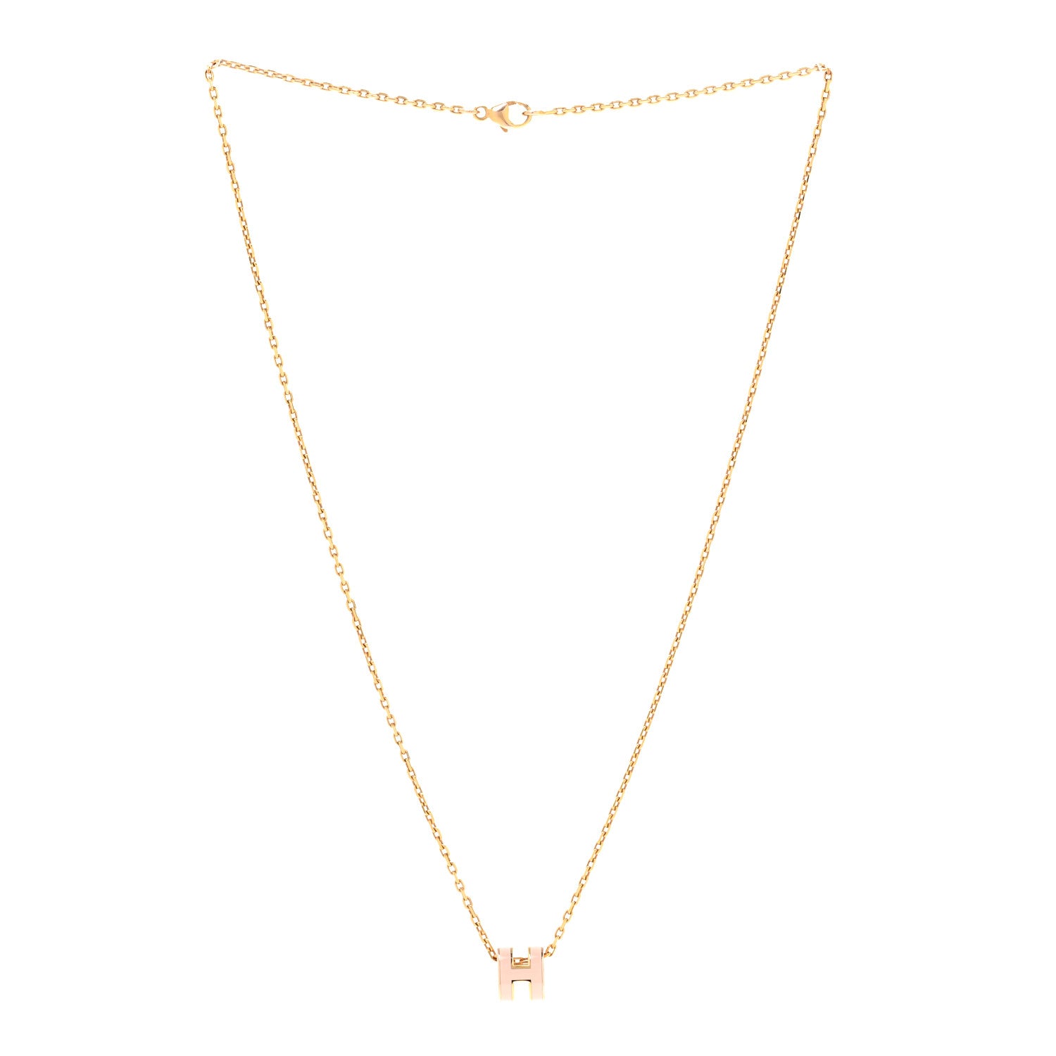 Hermes Lacquered Rose Gold Mini Pop H Pendant Necklace Rose Dragee 4 of 7