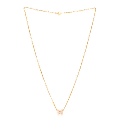 Hermes Lacquered Rose Gold Mini Pop H Pendant Necklace Rose Dragee 4 of 7