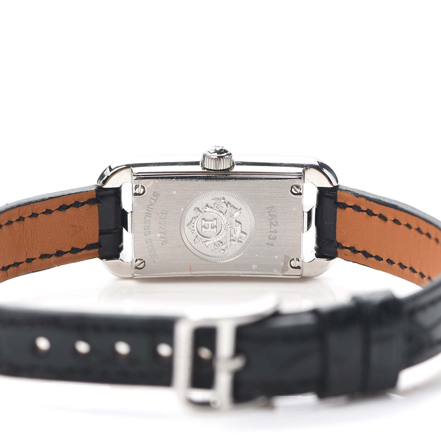 Hermes Stainless Steel Alligator Diamond 17mm Nantucket Jete De Diamants Quartz Watch Noir 3 of 5