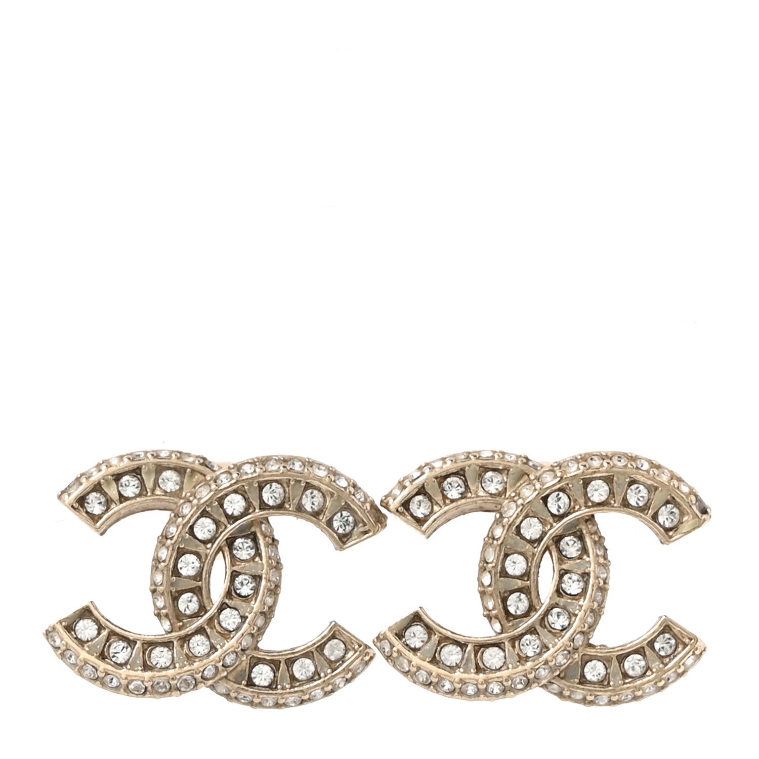 Chanel Crystal Timeless CC Earrings Light Gold 1 of 5