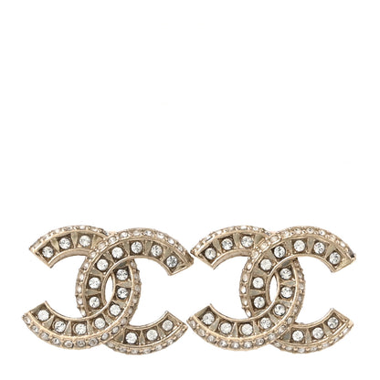 Chanel Crystal Timeless CC Earrings Light Gold 1 of 5