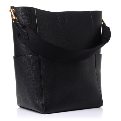 Celine Soft Grained Calfskin Sangle Bucket Bag Black 3 of 10