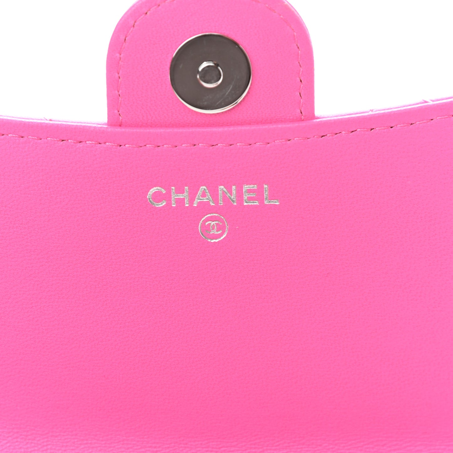Lambskin Quilted Flap Phone Holder With Chain Neon Pink