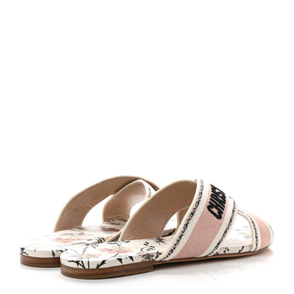 Christian Dior Canvas Rose Mutabilis Embroidered Dway Criss Cross Slide Sandals 40 Multicolor 4 of 9