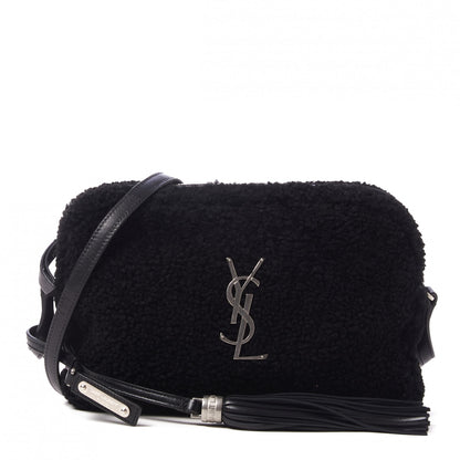 Saint Laurent Shearling Monogram Lou Camera Bag Black 1 of 7
