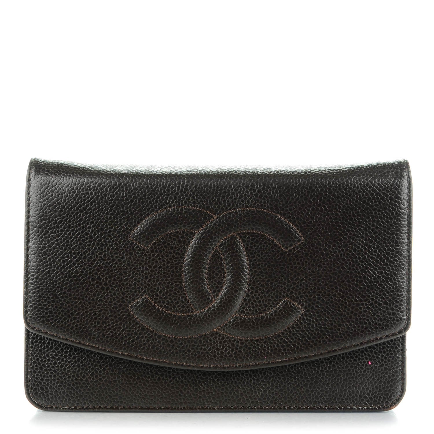 Chanel Caviar Timeless CC Wallet On Chain WOC Dark Brown 1 of 9