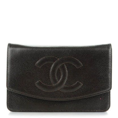 Chanel Caviar Timeless CC Wallet On Chain WOC Dark Brown 1 of 9