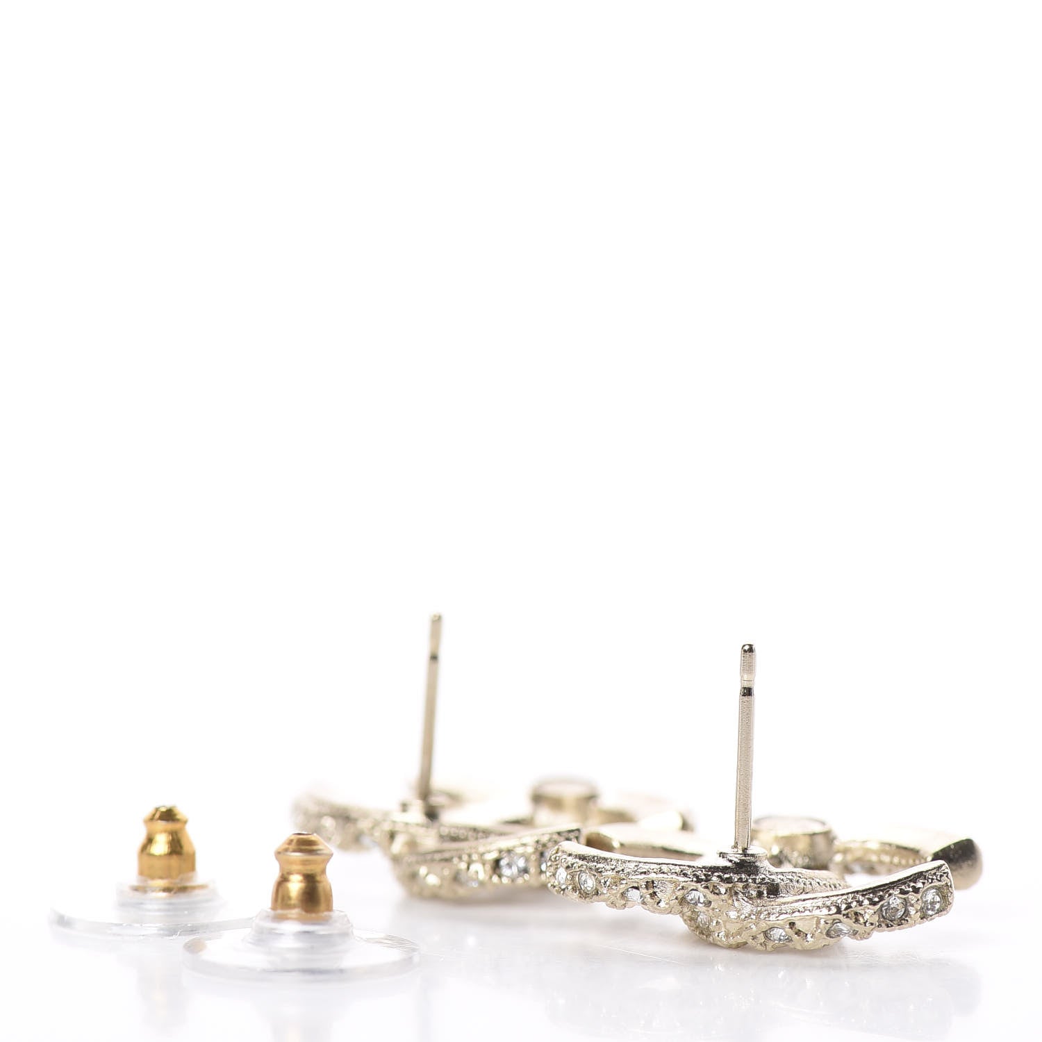 Chanel Crystal CC Earrings Gold 3 of 4