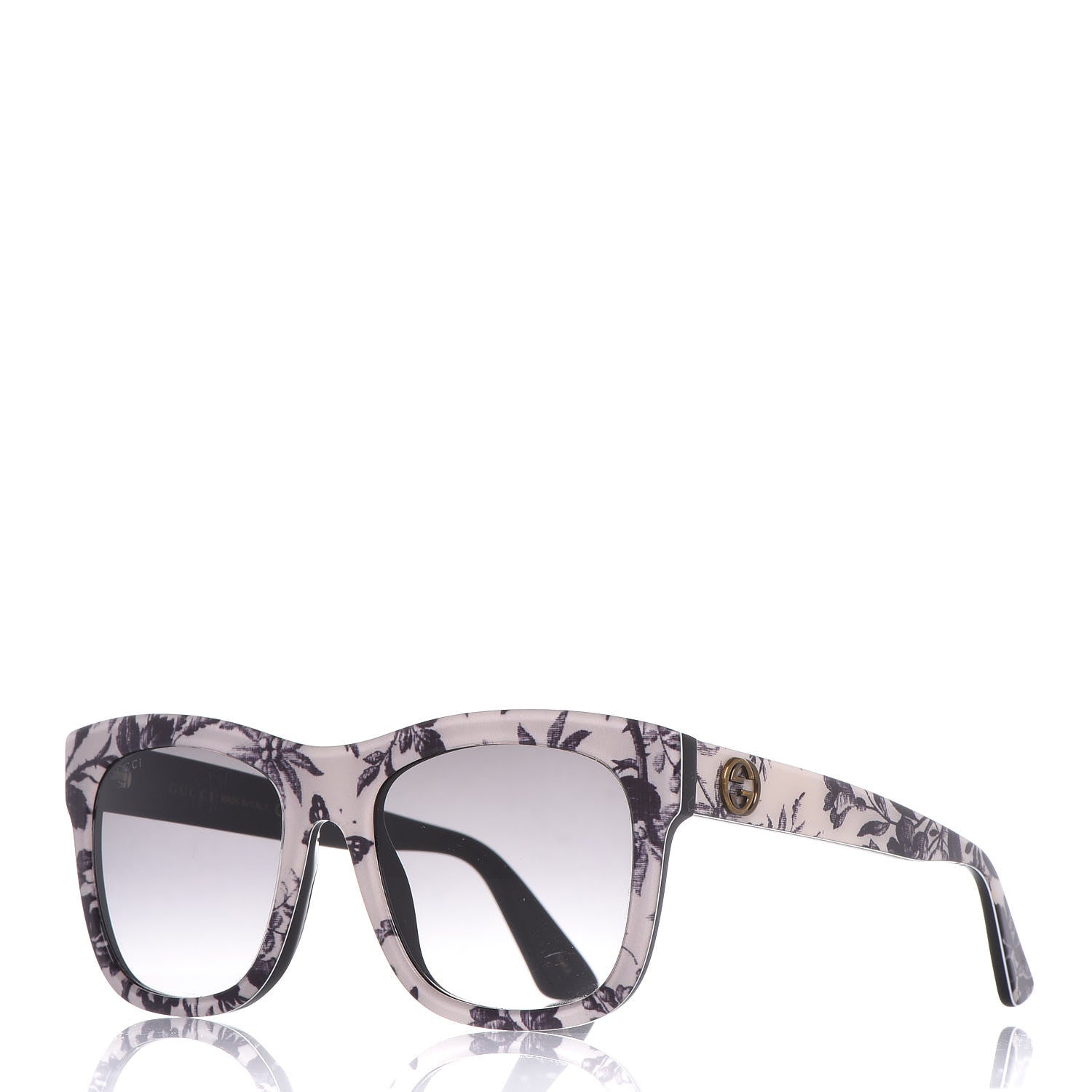 Gucci Acetate Herbarium Print Square Frame Sunglasses GG0032S Grey 1 of 6