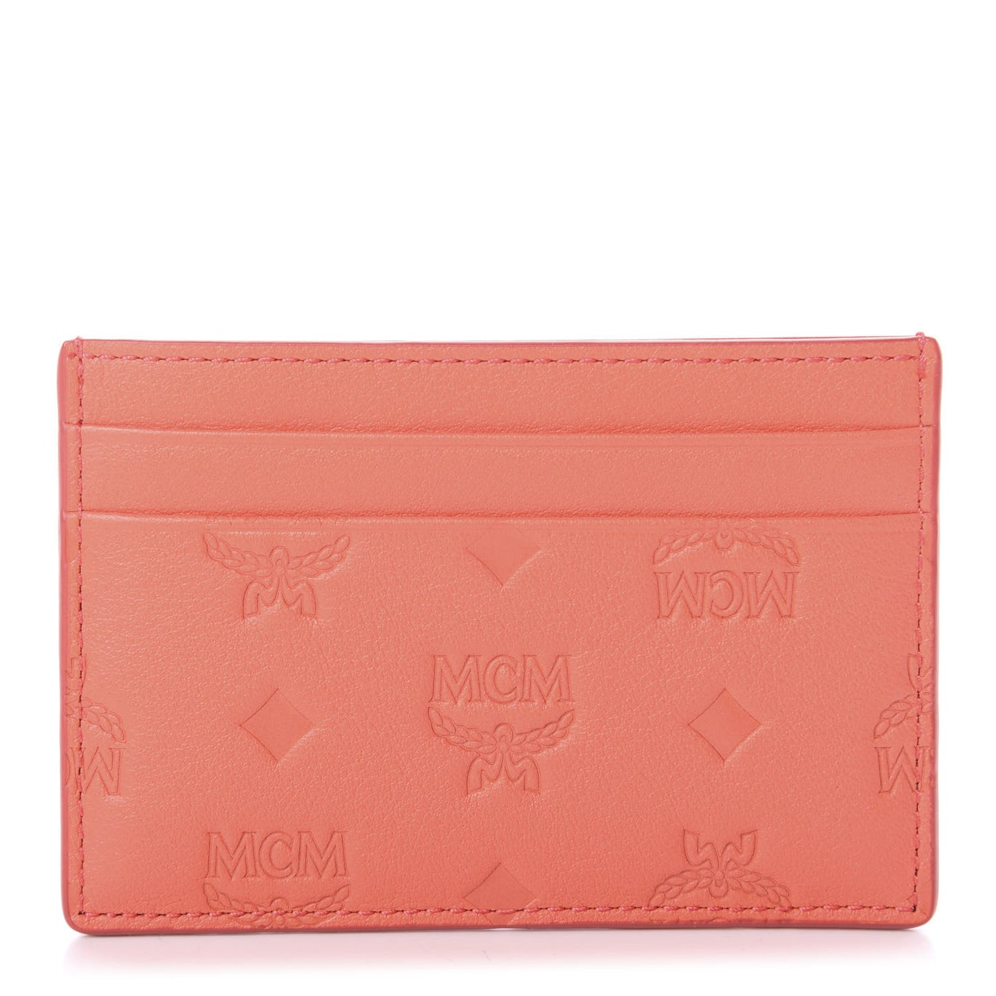 Calfskin Calfskin Ottomar Monogram Card Case Hot Coral