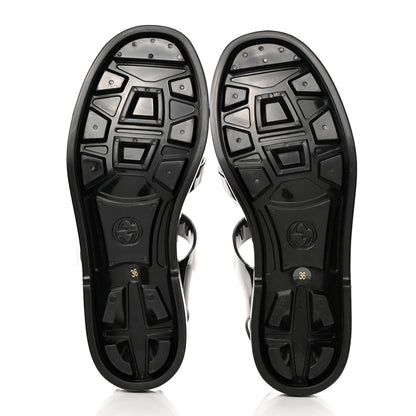 Gucci Shiny Rubber Double G Buckle Strap Sandals 36 Black 5 of 9